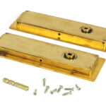 polished brass 175mm plain rectangular pull privacy set