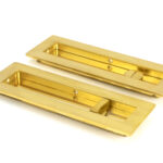 polished brass 175mm plain rectangular pull privacy set