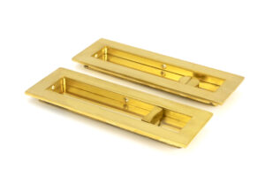 polished brass 175mm plain rectangular pull privacy set