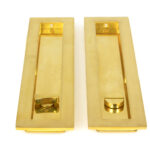 polished brass 250mm plain rectangular pull privacy set