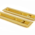 polished brass 250mm plain rectangular pull privacy set