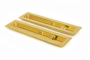 polished brass 250mm plain rectangular pull privacy set