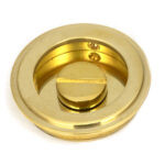 polished brass 60mm art deco round pull privacy set