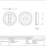 polished brass 60mm art deco round pull privacy set