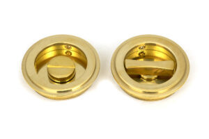polished brass 60mm art deco round pull privacy set