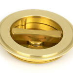 polished brass 75mm art deco round pull privacy set