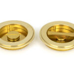 polished brass 75mm art deco round pull privacy set