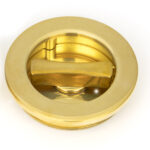polished brass 60mm plain round pull privacy set