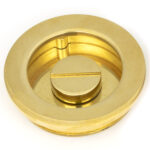polished brass 60mm plain round pull privacy set