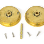 polished brass 60mm plain round pull privacy set