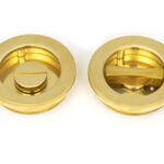polished brass 60mm plain round pull privacy set