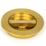 polished brass 75mm plain round pull privacy set