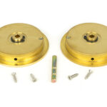 polished brass 75mm plain round pull privacy set