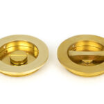 polished brass 75mm plain round pull privacy set