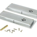 polished chrome 175mm art deco rectangular pull privacy set