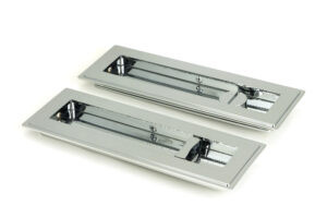 polished chrome 175mm art deco rectangular pull privacy set