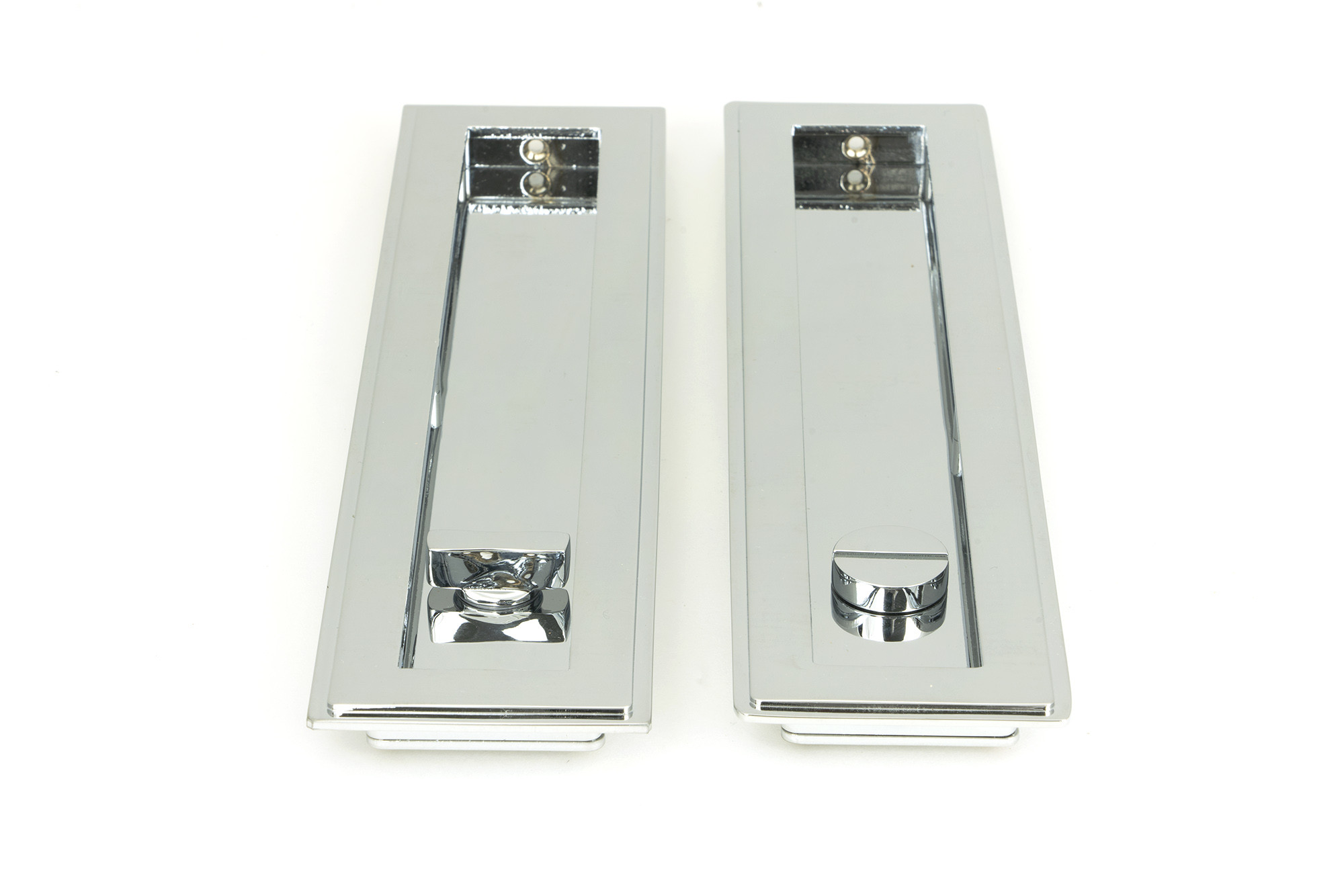 polished chrome 250mm art deco rectangular pull privacy set