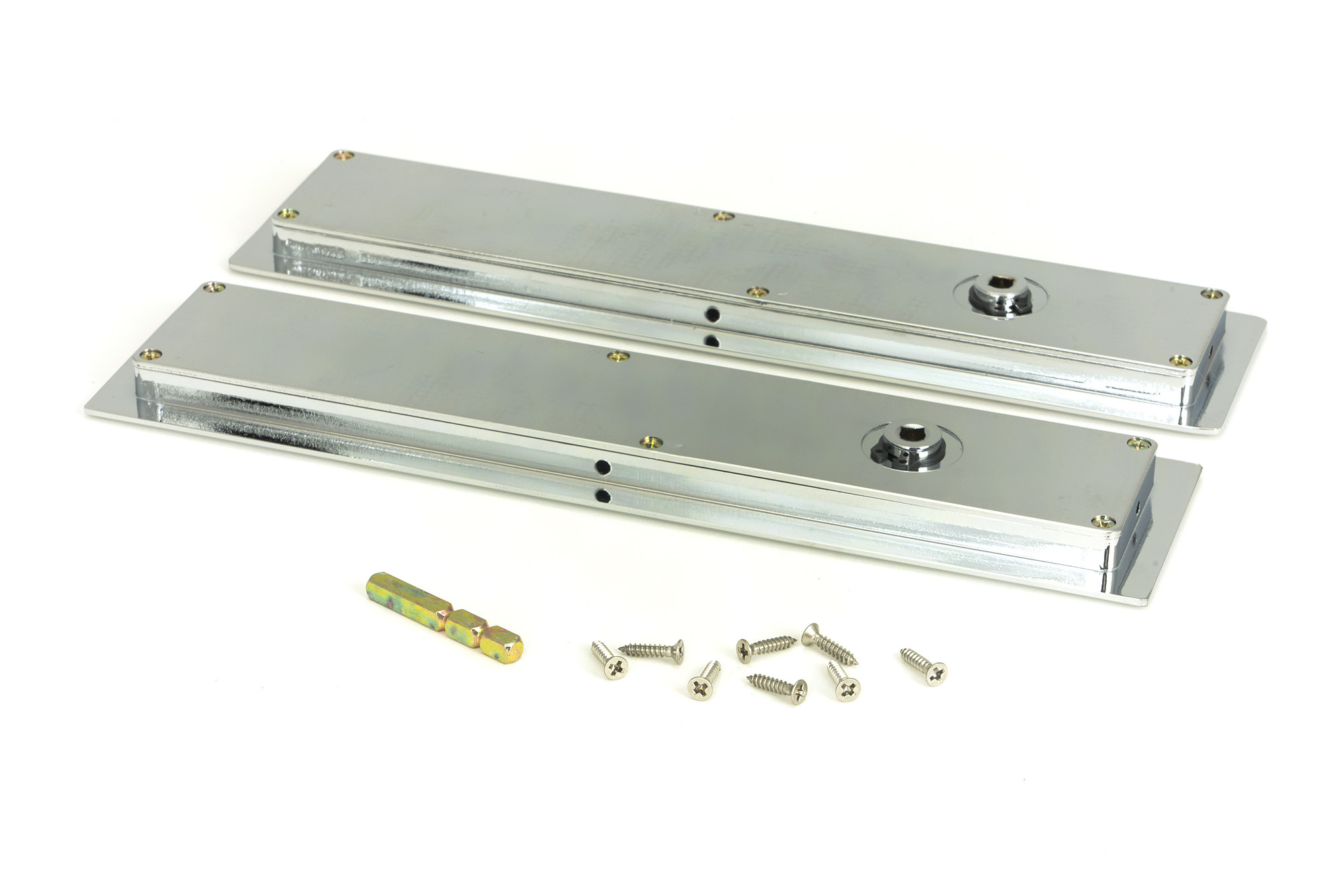 polished chrome 250mm art deco rectangular pull privacy set