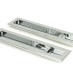 polished chrome 250mm art deco rectangular pull privacy set