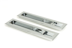 polished chrome 250mm art deco rectangular pull privacy set