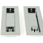 polished chrome 175mm plain rectangular pull privacy set