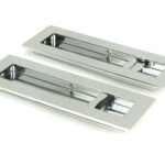 polished chrome 175mm plain rectangular pull privacy set