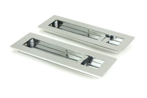 polished chrome 175mm plain rectangular pull privacy set