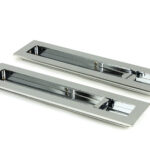 polished chrome 250mm plain rectangular pull privacy set