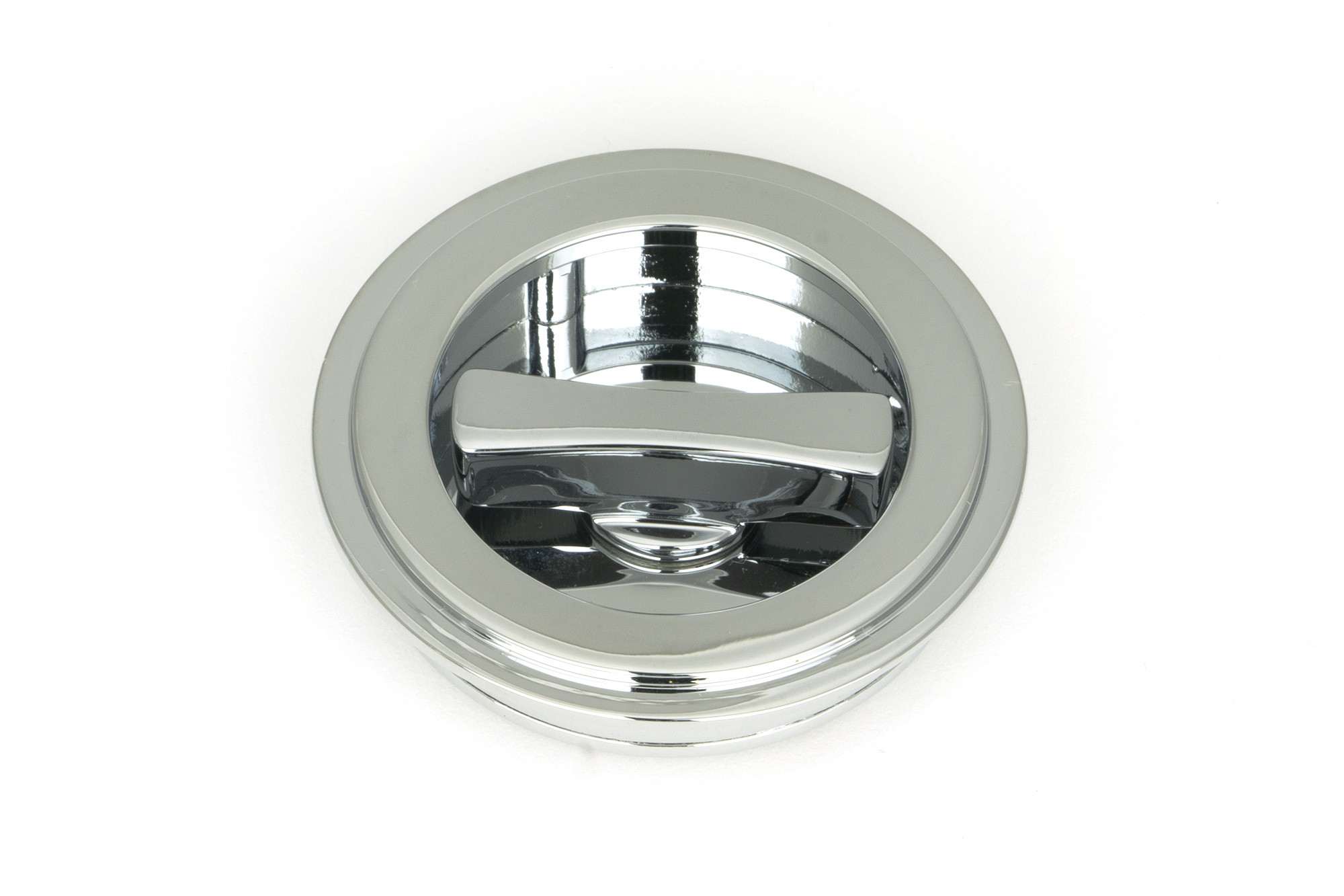 polished chrome 60mm art deco round pull privacy set
