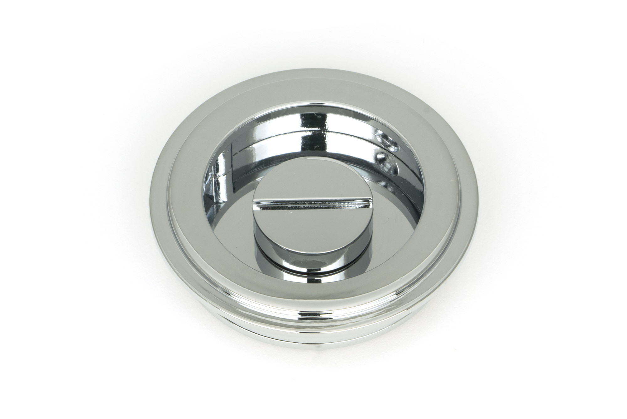 polished chrome 60mm art deco round pull privacy set