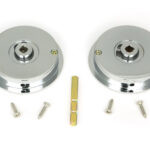 polished chrome 60mm art deco round pull privacy set