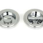 polished chrome 60mm art deco round pull privacy set