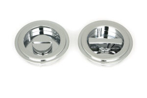 polished chrome 60mm art deco round pull privacy set