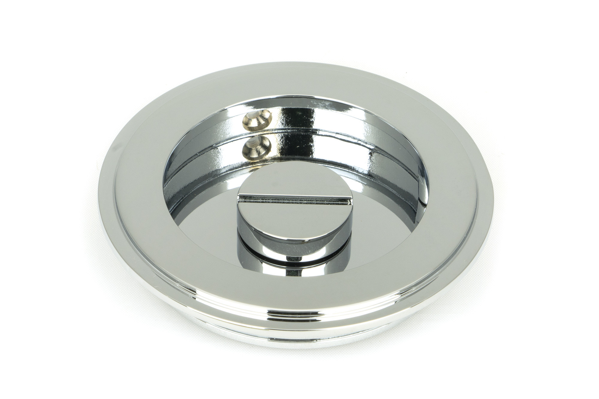 polished chrome 75mm art deco round pull privacy set