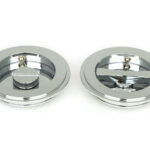 polished chrome 75mm art deco round pull privacy set