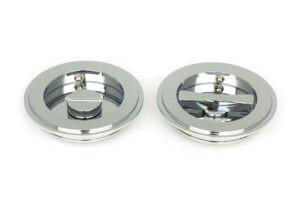 polished chrome 75mm art deco round pull privacy set