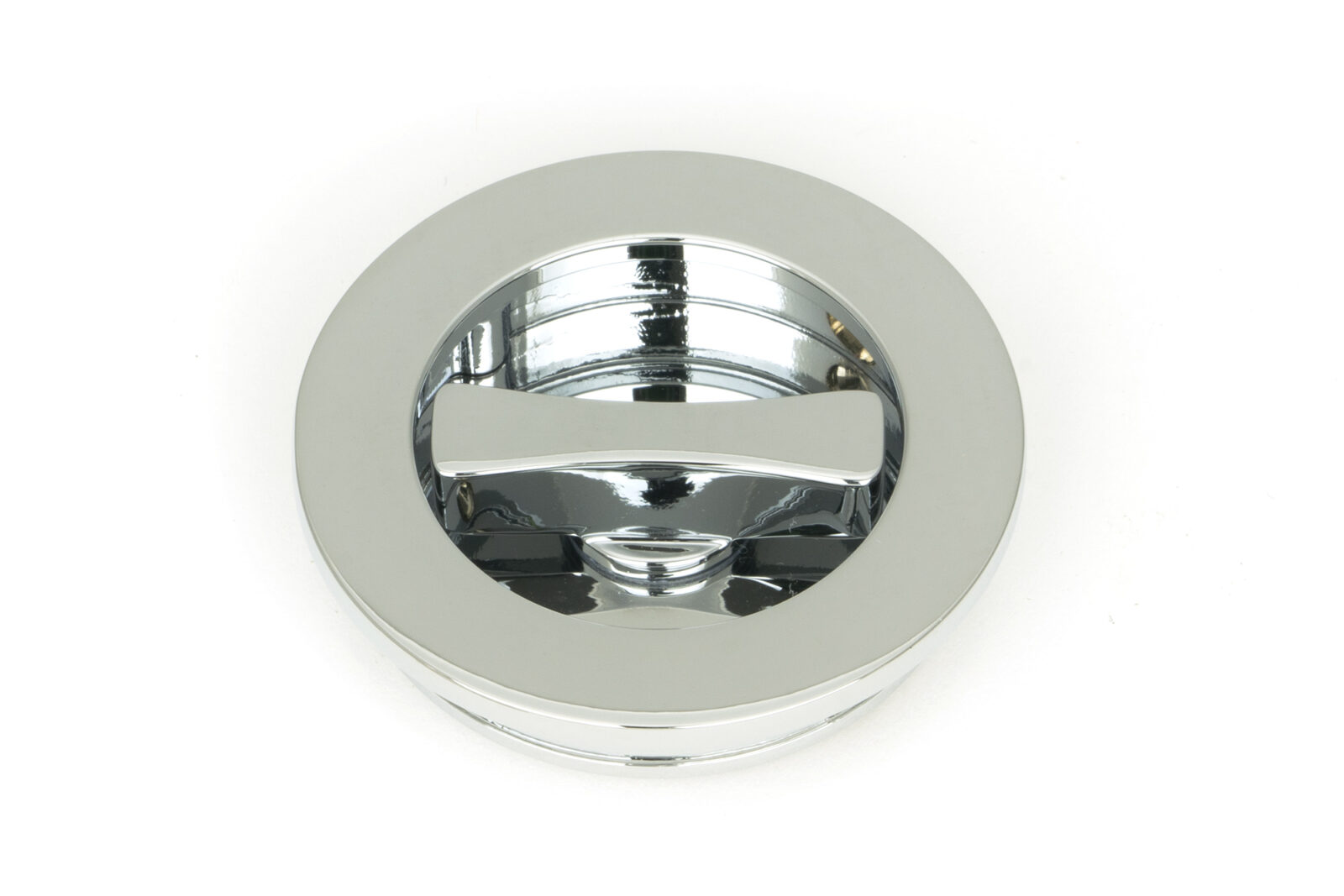 polished chrome 60mm plain round pull privacy set