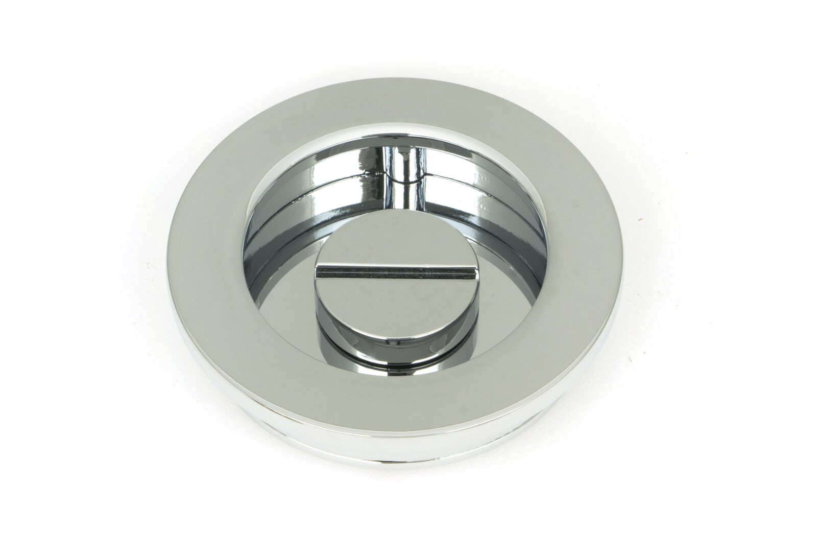polished chrome 60mm plain round pull privacy set