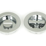 polished chrome 60mm plain round pull privacy set
