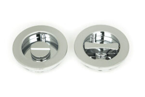 polished chrome 60mm plain round pull privacy set