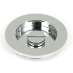 polished chrome 75mm plain round pull privacy set