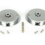 polished chrome 75mm plain round pull privacy set