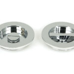 polished chrome 75mm plain round pull privacy set