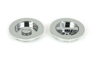 polished chrome 75mm plain round pull privacy set