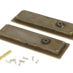 aged brass 175mm art deco rectangular pull privacy set