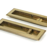 aged brass 175mm art deco rectangular pull privacy set