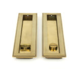 aged brass 250mm art deco rectangular pull privacy set
