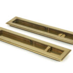 aged brass 250mm art deco rectangular pull privacy set