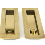 aged brass 175mm plain rectangular pull privacy set