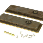 aged brass 175mm plain rectangular pull privacy set